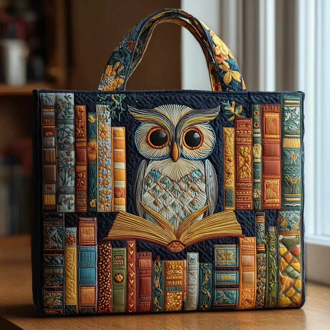 Handcrafted Bag - Owl and Antique Books