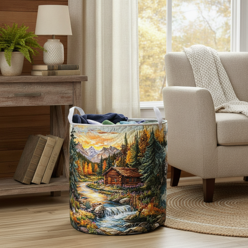 Quilted Fabric Laundry Basket