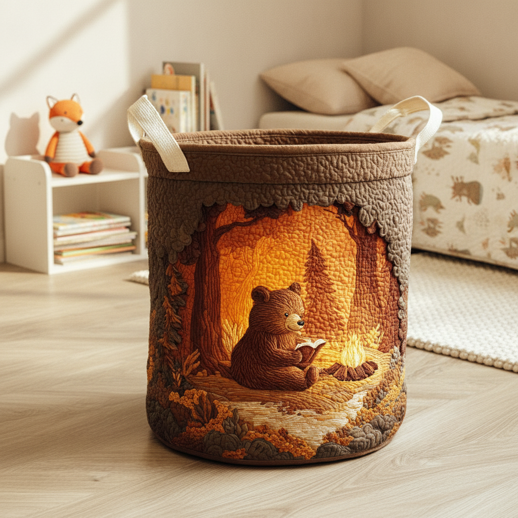 Laundry Basket Reading Bear