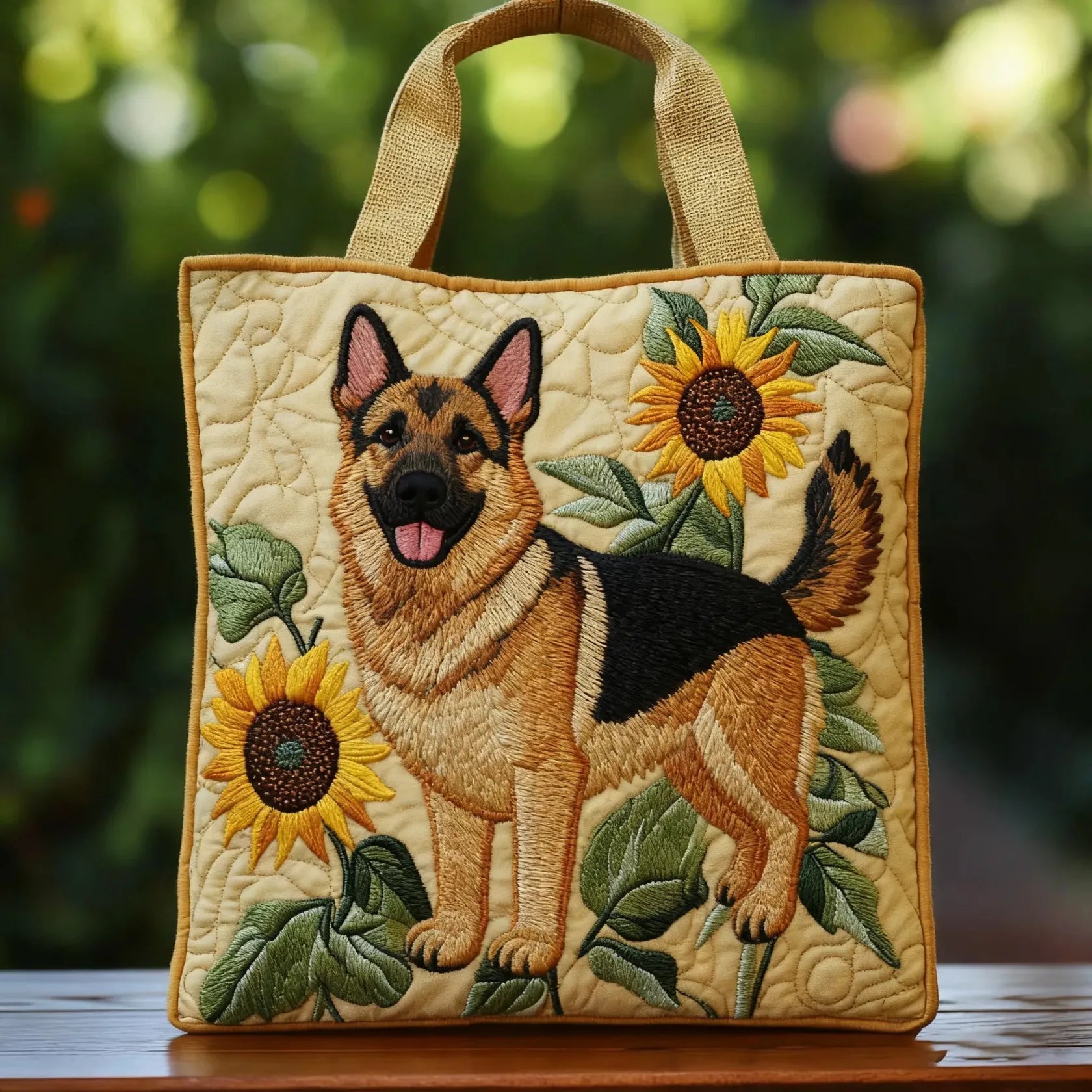 Handmade Bag - German Shepherd with Floral Print