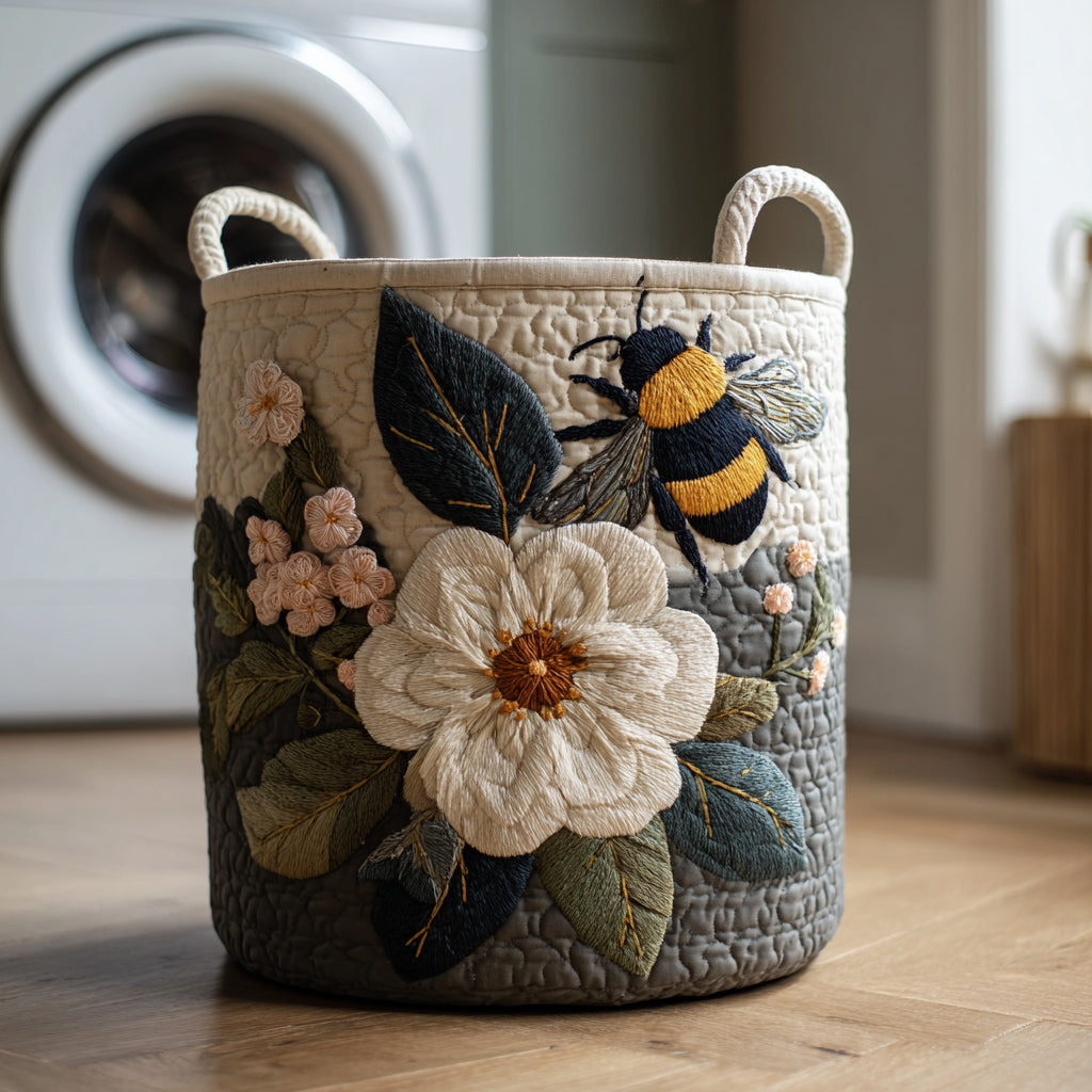 Laundry Basket with Flowers