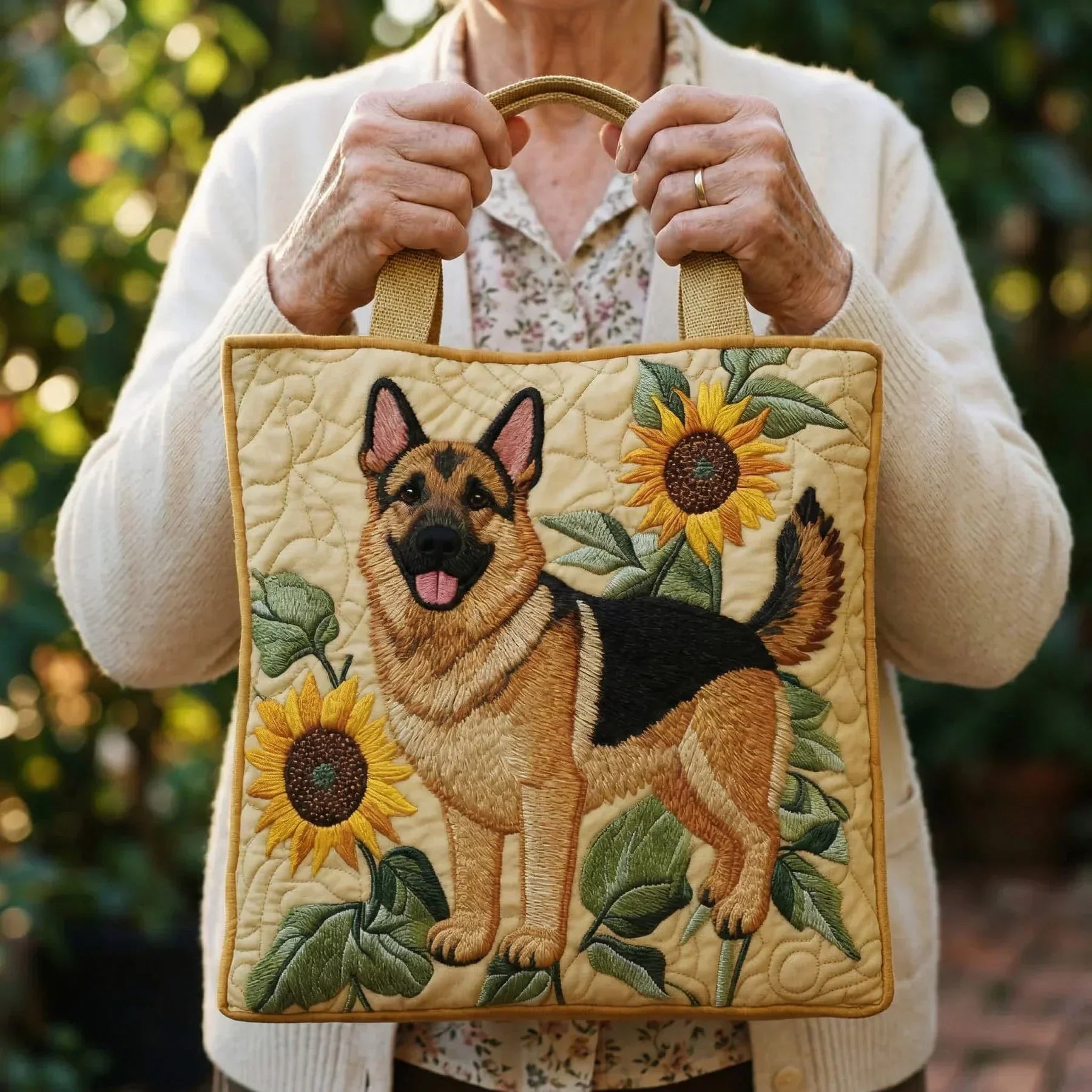 Handmade Bag - German Shepherd with Floral Print