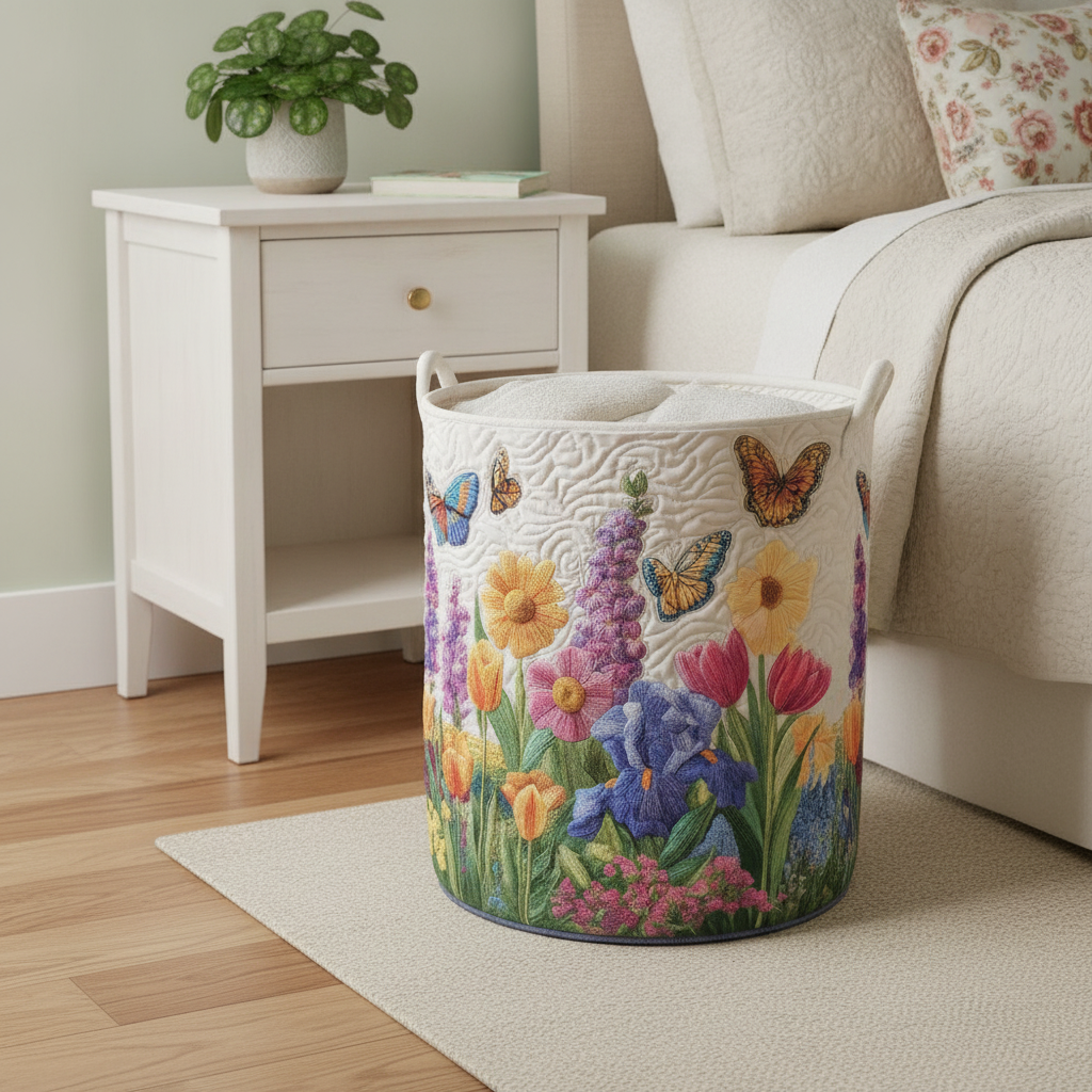 Linen Basket for Spring Blooming
