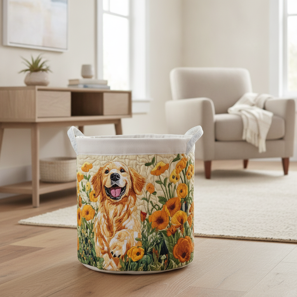 Happy Laundry Basket in Gold