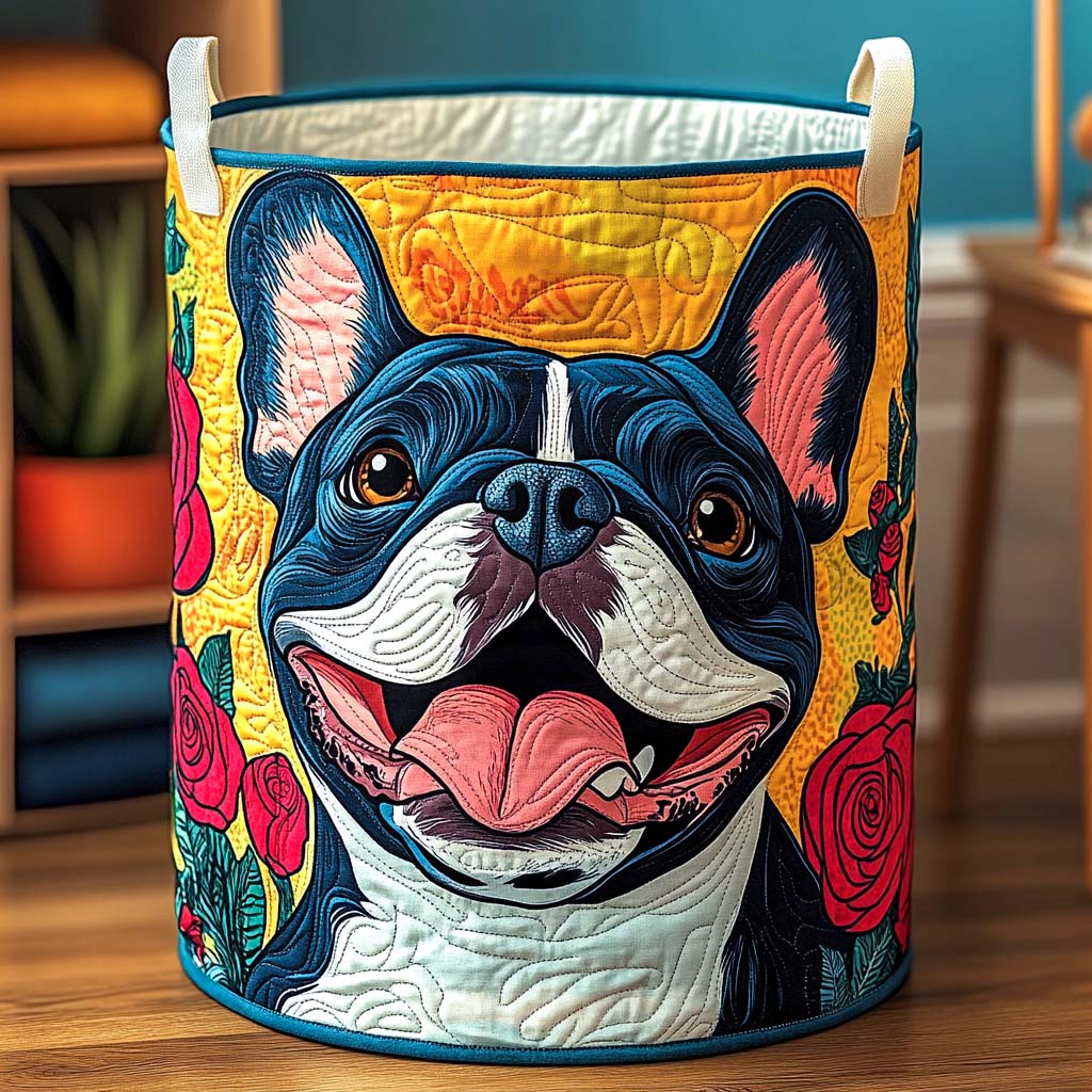 Bloomy Frenchie Smile Laundry Basket