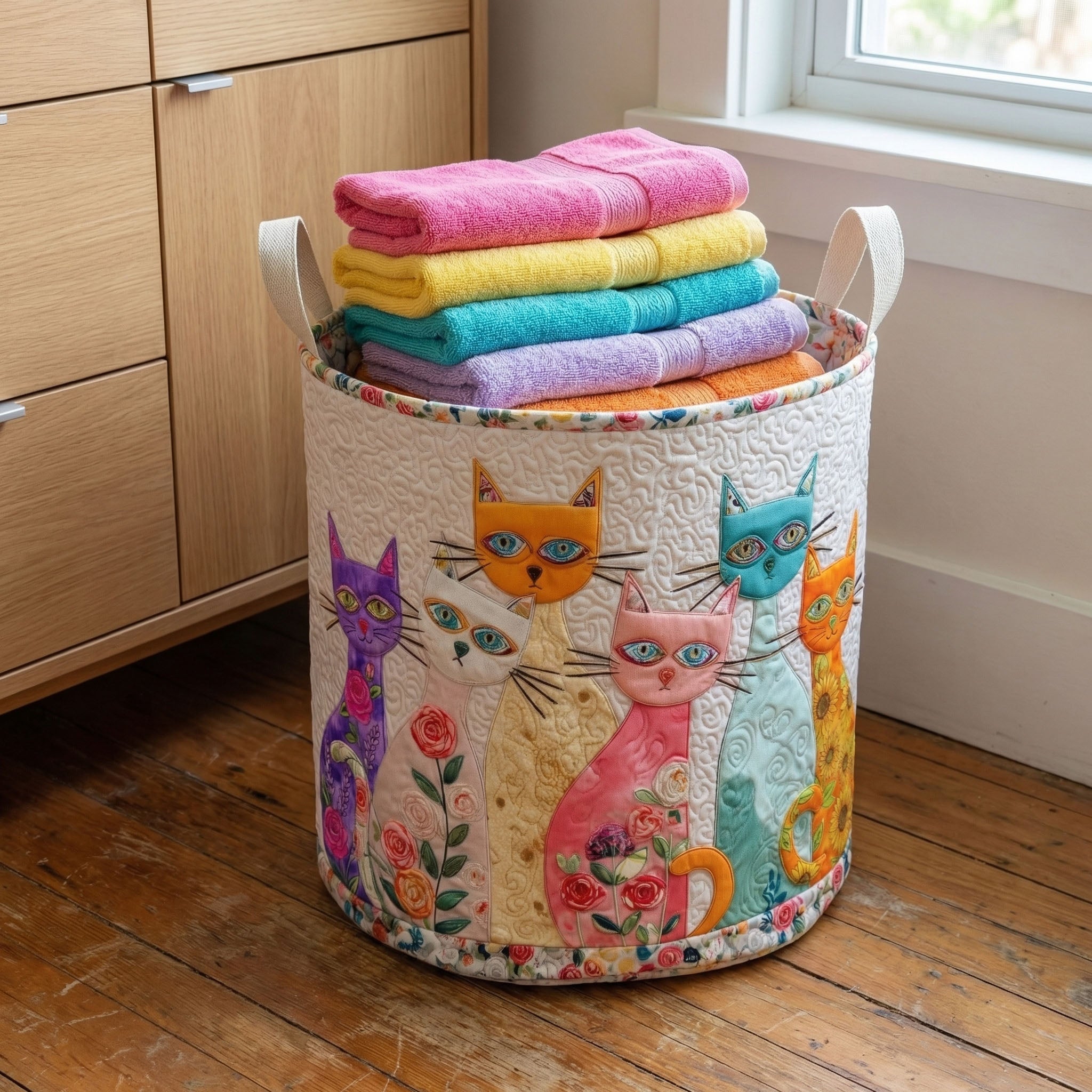 Joyful Cat Laundry Basket