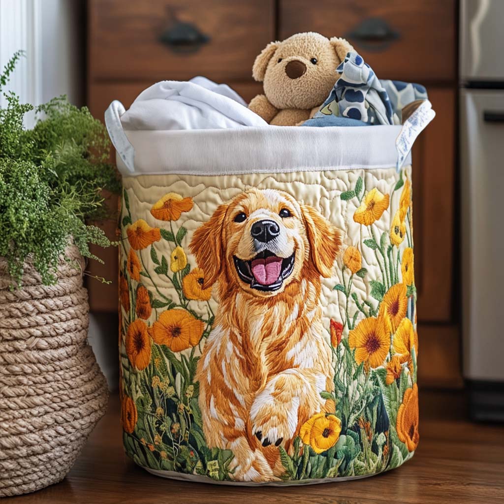 Happy Laundry Basket in Gold