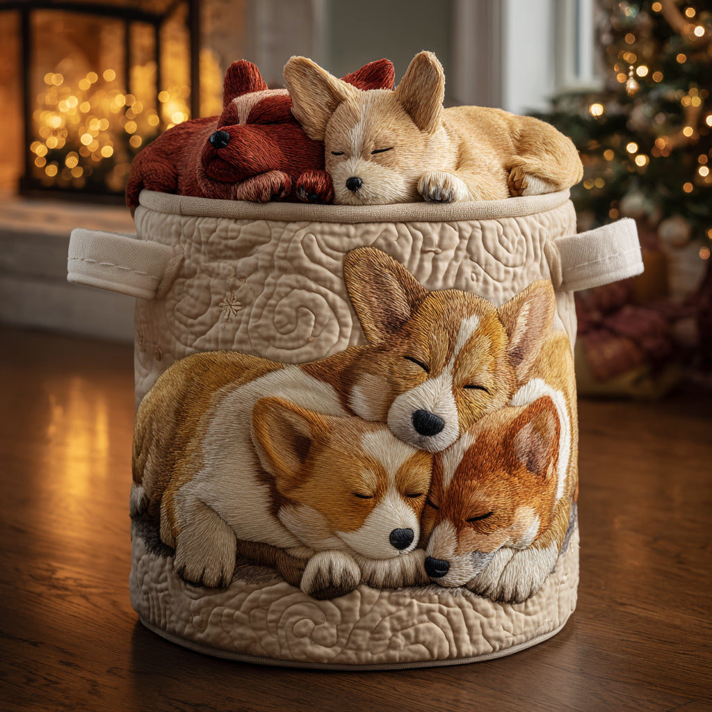 Corgi Holiday Laundry Basket