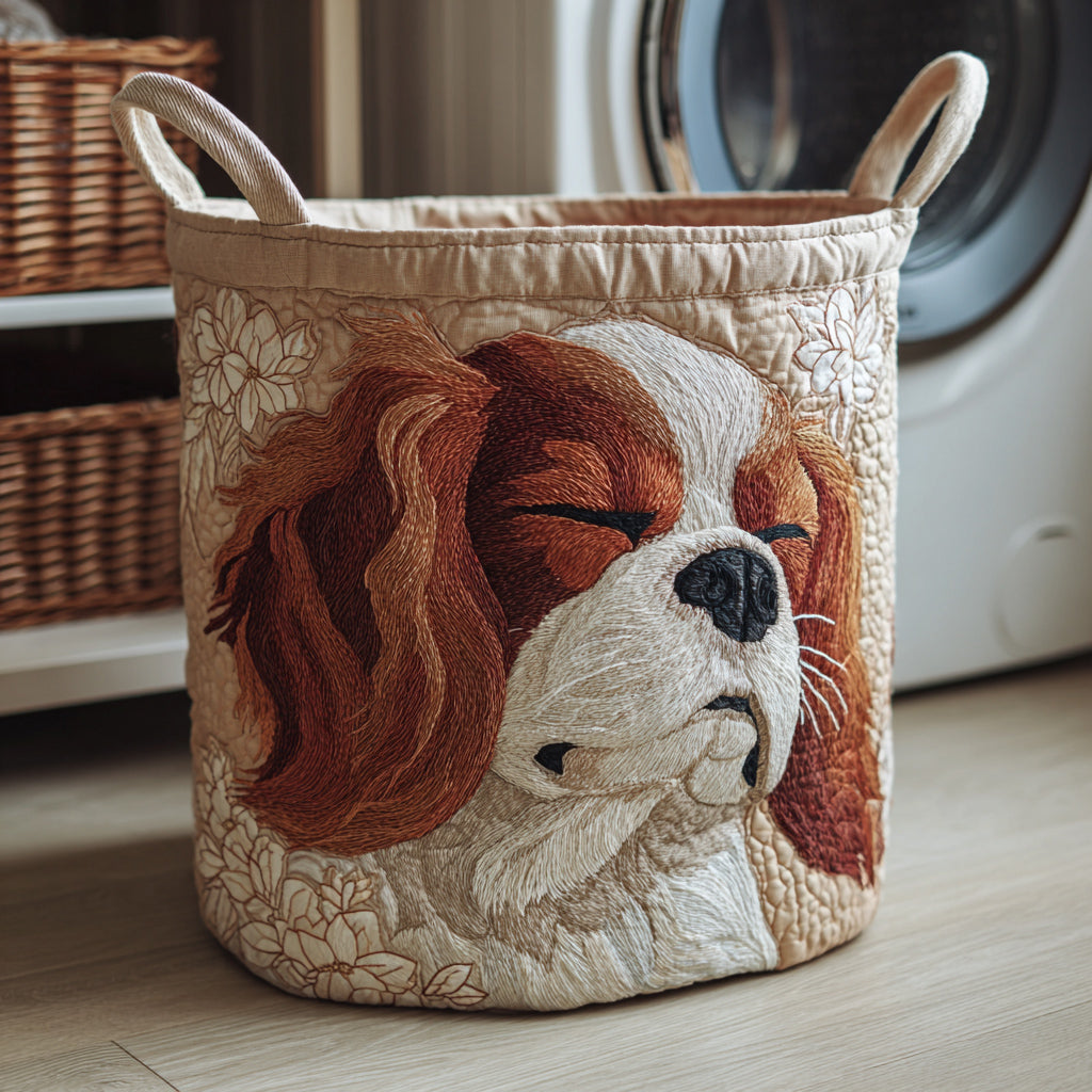 King Charles Sleeping Laundry Basket