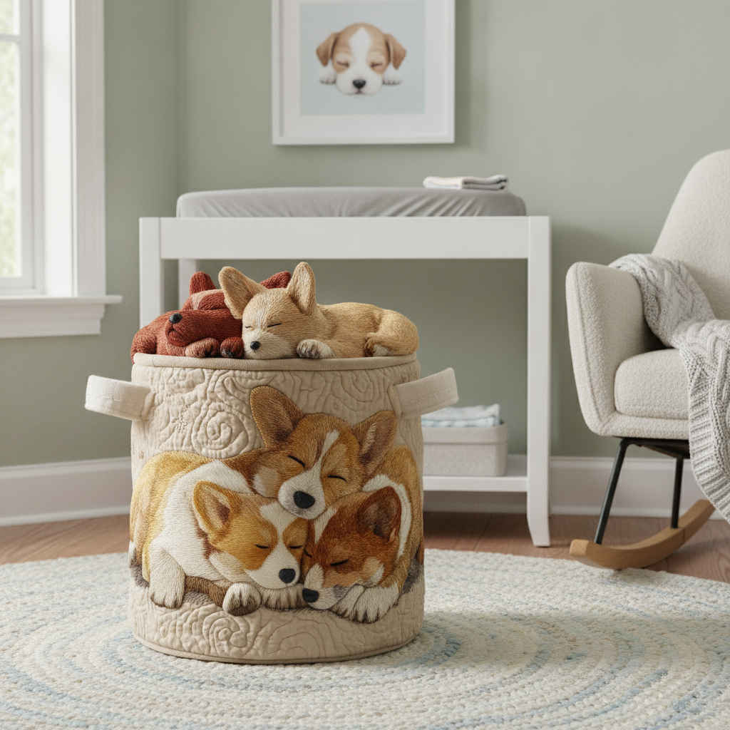 Corgi Holiday Laundry Basket