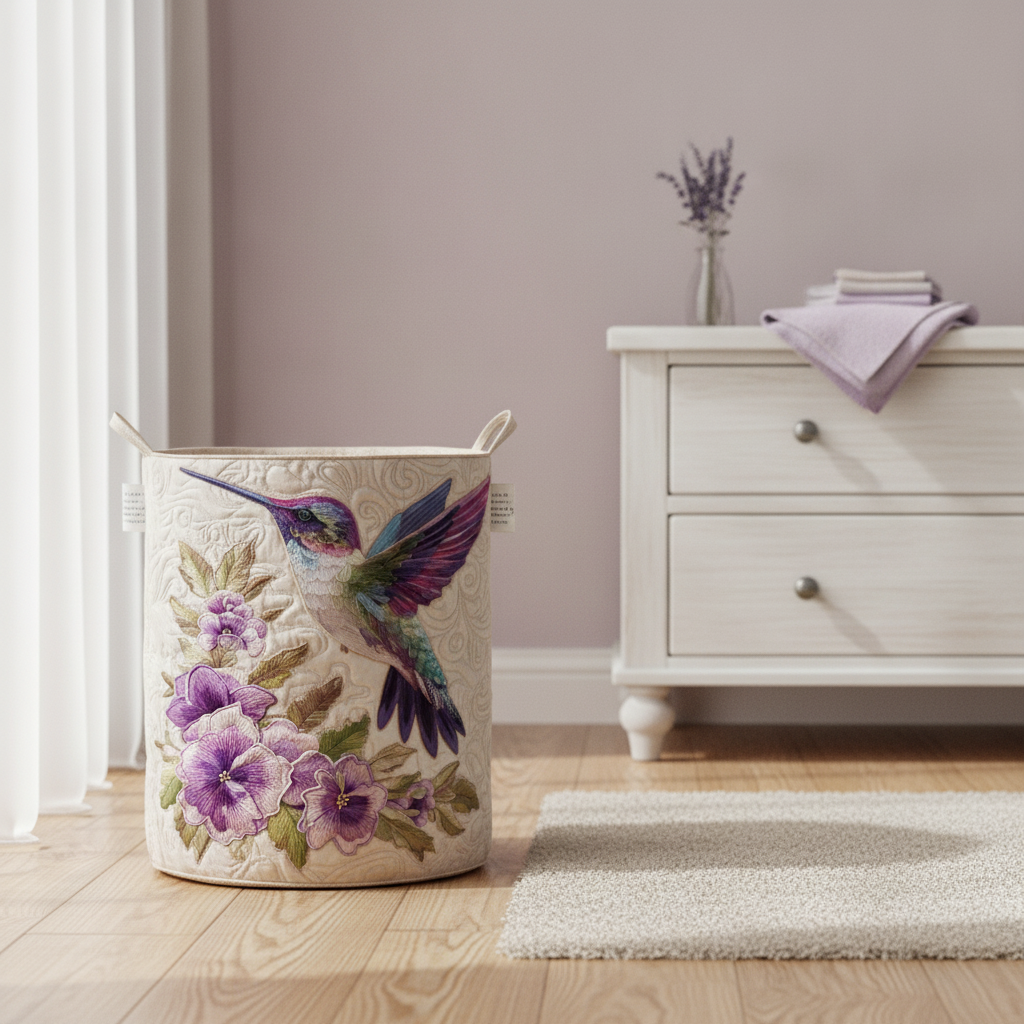 Hummingbird Flower Laundry Basket